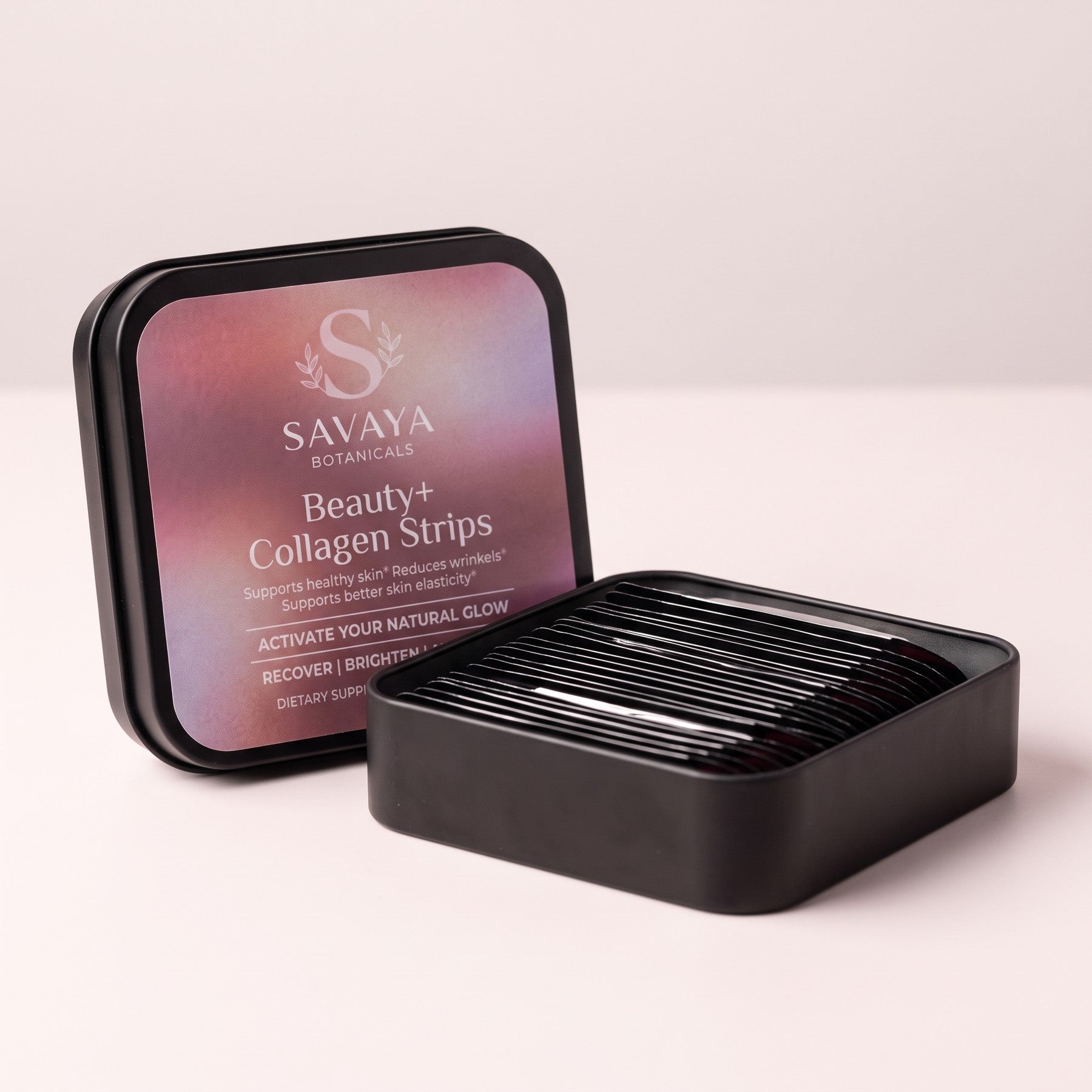 Beauty Collagen Strips tin with the lid open