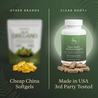 Cheap China softgels vs Clear Body+: made in USA and 3rd party tested