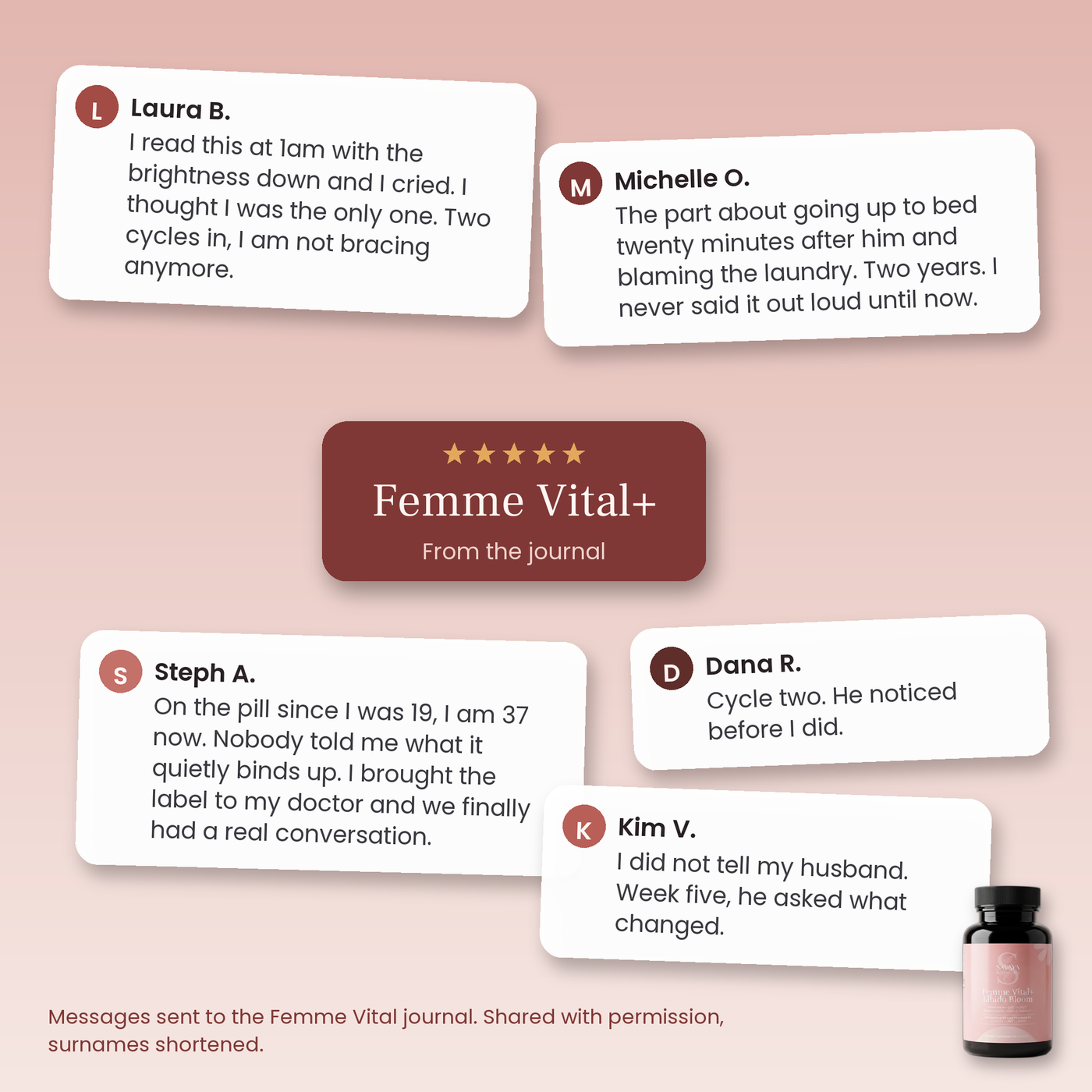 Messages from the Femme Vital journal, shared with permission