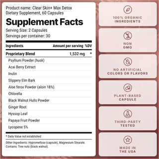 Max Detox supplement facts