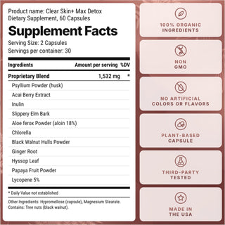 Max Detox supplement facts