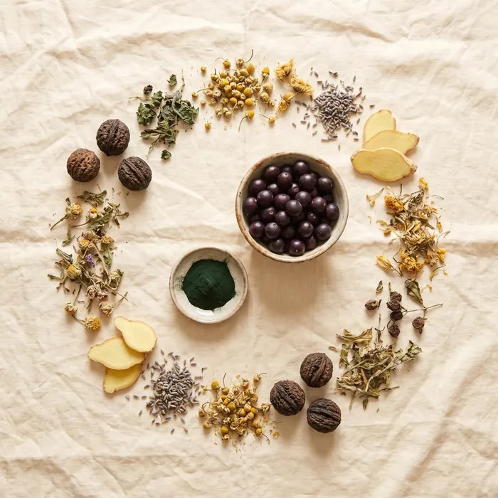 The eleven botanicals in Clear Skin+ Max Detox laid out